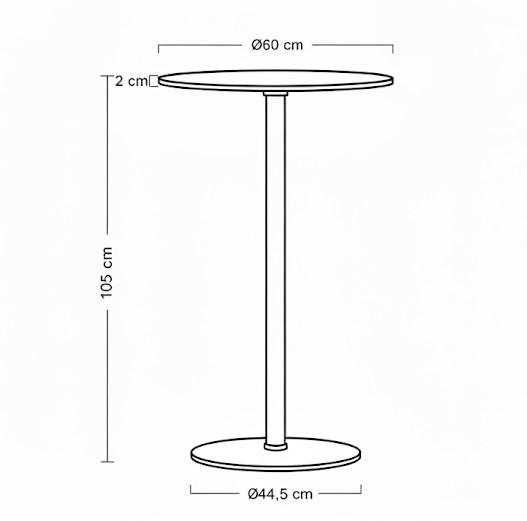 Nicht brennbarer Stehtisch Montoro - Abmessungen